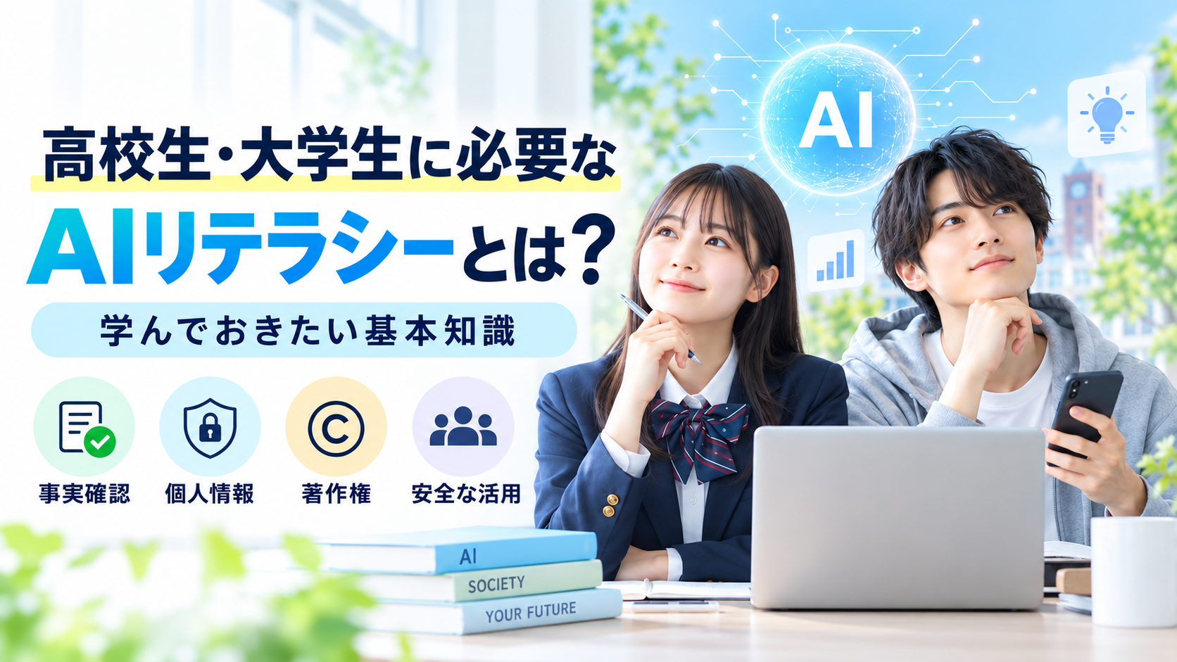 高校生・大学生に必要なAIリテラシーと学んでおきたい基本知識を紹介する画像